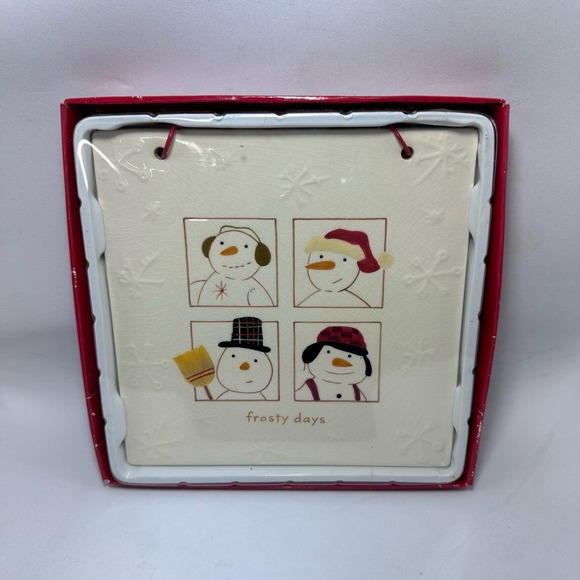 Hallmark "Frosty Days" Snowman Ceramic Hanging 6"X6" Hot Plate Trivet Tile Décor - Picture 5 of 12